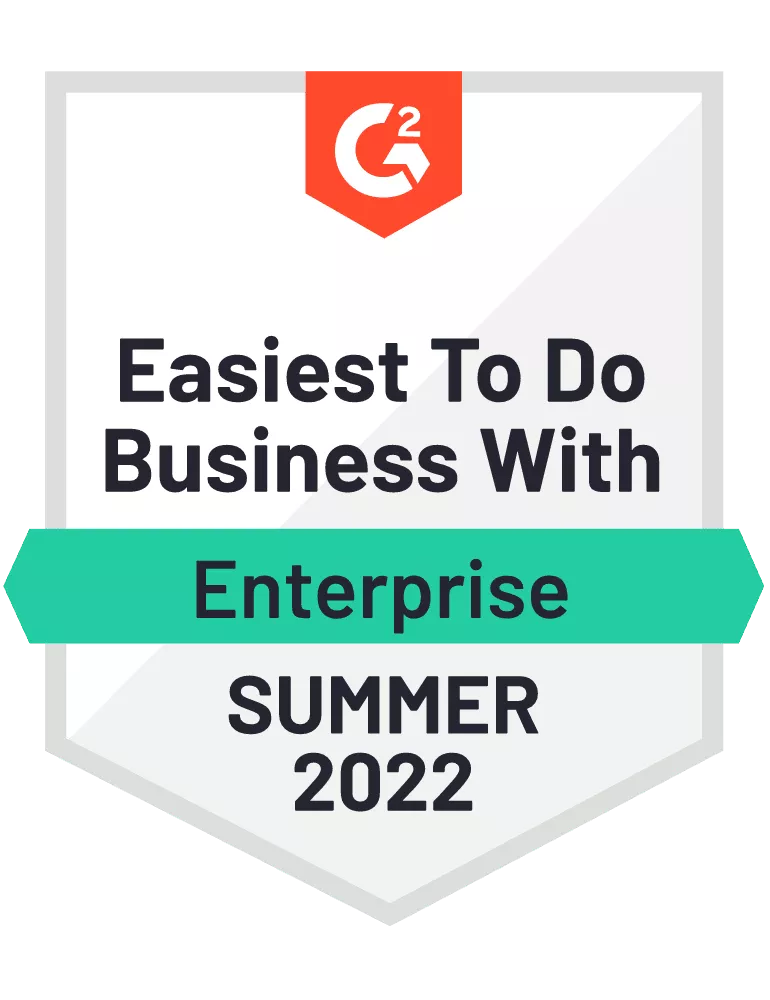 G2 Easiest to Do Business With Enterprise Summer 2022