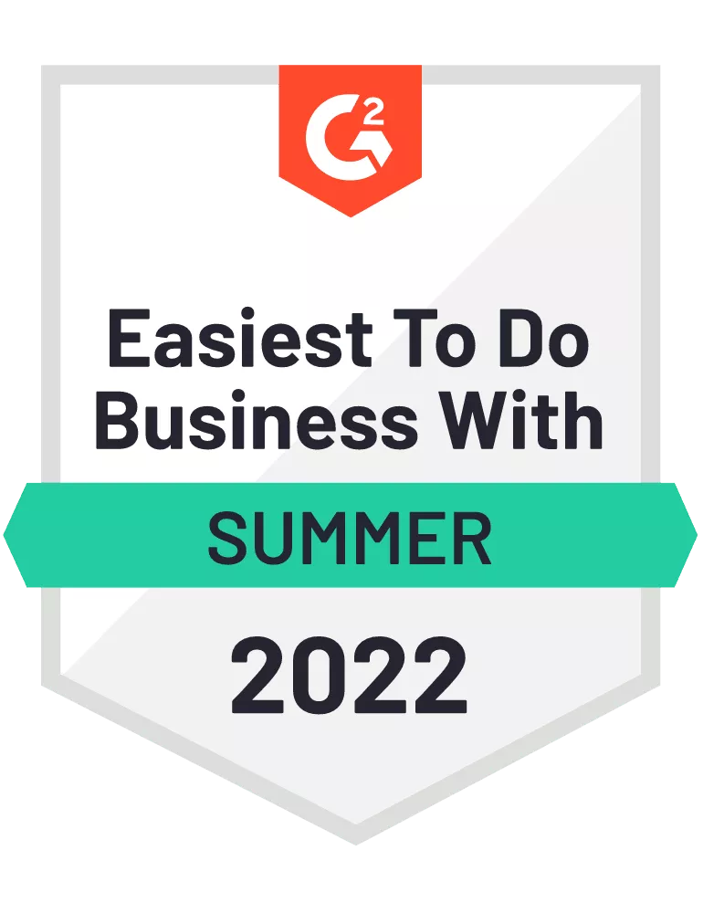 G2 Easiest to Do Business With Summer 2022 G2 Easiest to Do Business With Summer 2022