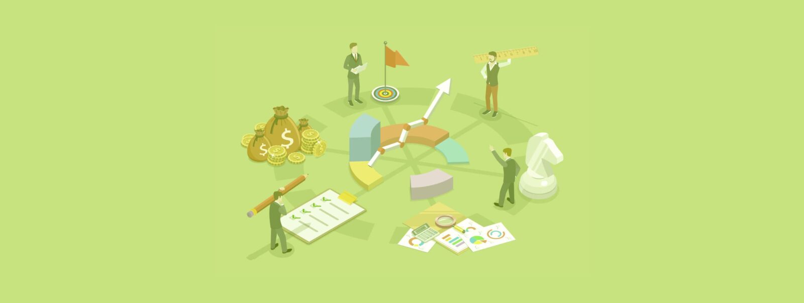 Various departments contributing to a single plan to increase business performance